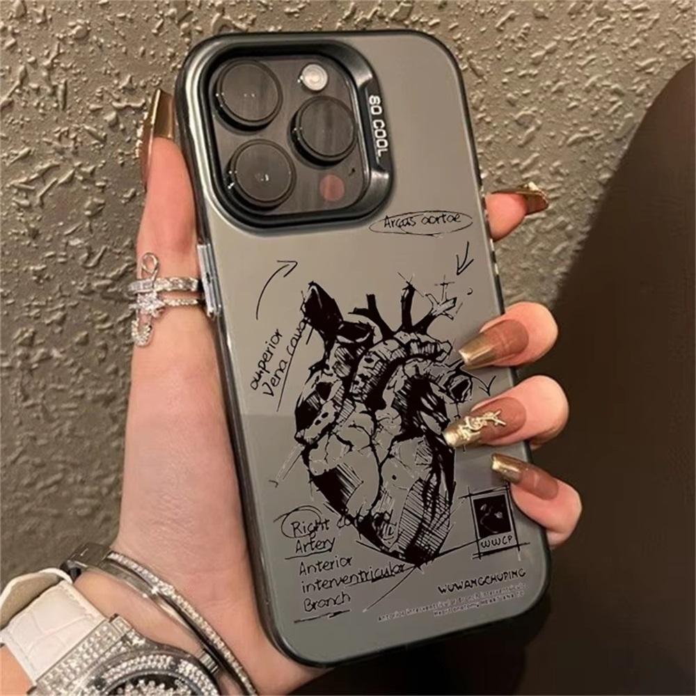 Креативный чехол для телефона с узором в виде сердца iPhone 15 Pro Max 11 12 13 16 14 Plus Силиконовый противоударный чехол Защитная крышка для объектива