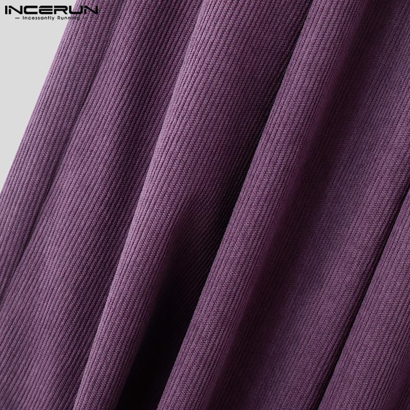 INCERUN Мужские вельветовые повседневные брюки с эластичной талией и заниженным шаговым швом