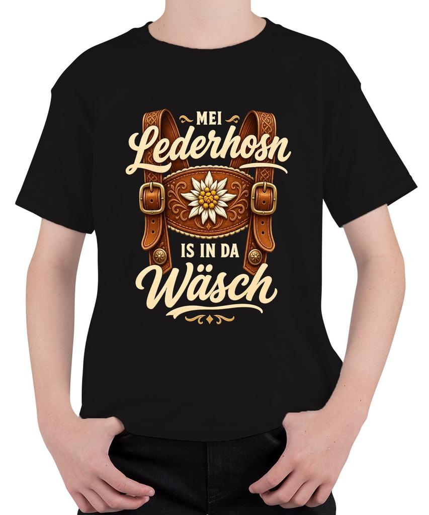 Mei Lederhosn is in da Läundry Oktoberfest Bavaria Lederhosen Dirndl Kids T-Shirt