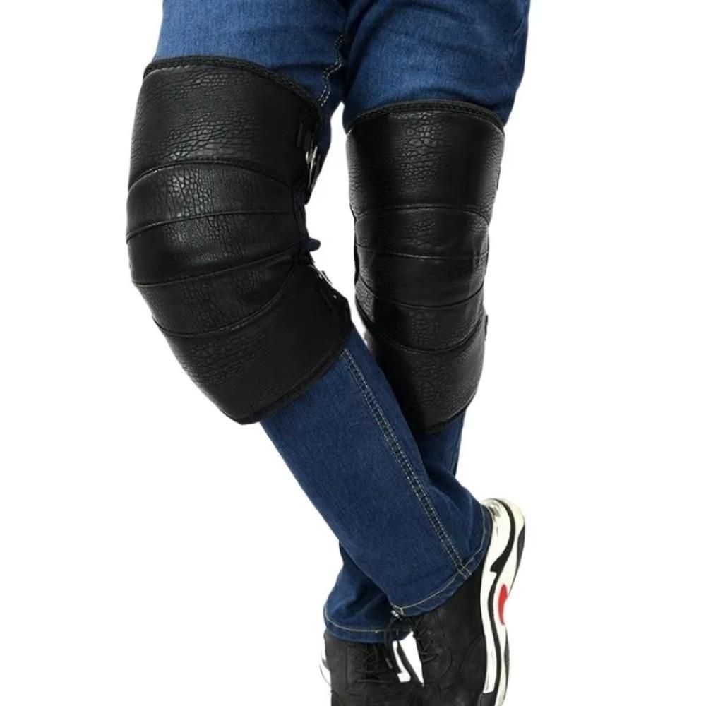 Windproof Motorcycle Kneepad Cowhide Thermal Leg Warmers Winter Knee Brace  Outdoor