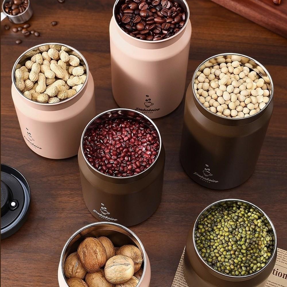 Stainless Steel Vacuum Coffee Container Moisture-Proof Food Storage Jar Coffee Bean Storage Home