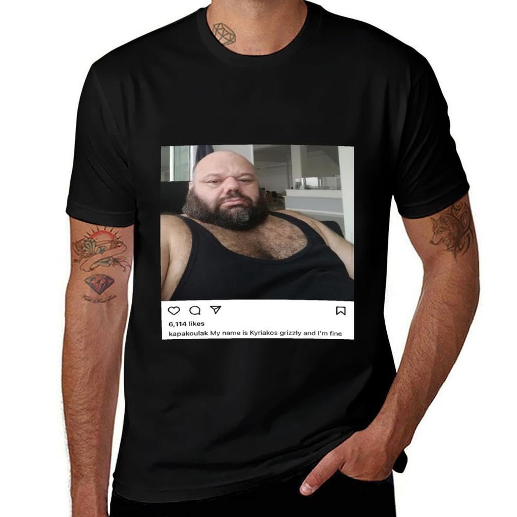 Kyriakos Grizzly is fine TShirt Big and Tall Solid Color TShirt