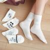 5/10 пар удобных повседневных весенне-осенних носков для женщин до середины икры, белые носки, милые мультяшные студенческие длинные носки, хлопковые носки с принтом свежих растений