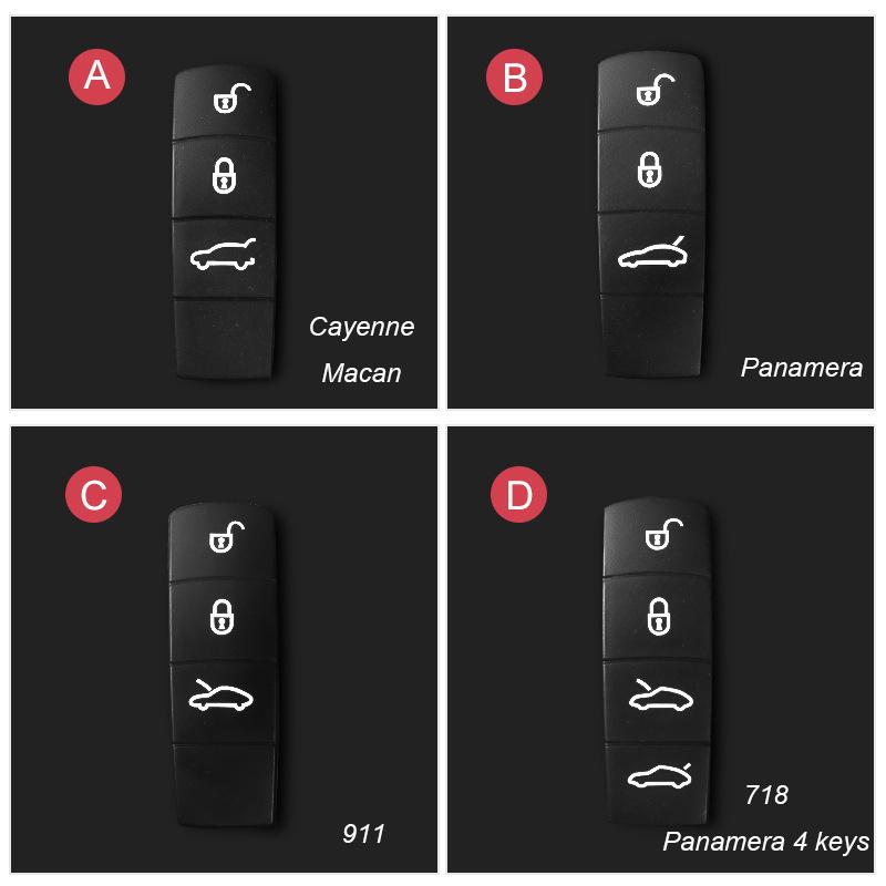 AABKQ1 For Porsche Cayenne Macan Panamera 911 718 Key Repair Kit Metal Frame Button Cover Tail Hanging Keychain Replacement Parts Set