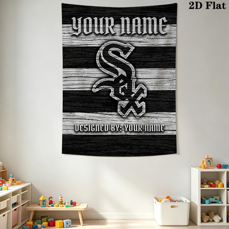 Name Custom Chicago White Sox Wall Tapestry Aesthetic Wall Hanging Printed Fabric Blanket Decorative Tapestries for Bedroom Living Room Home Decor
