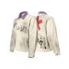 Mens Oversized Washed Distressed Cotton Motorcycle Jacket Retro Streetwear Loose Fit Outerwear