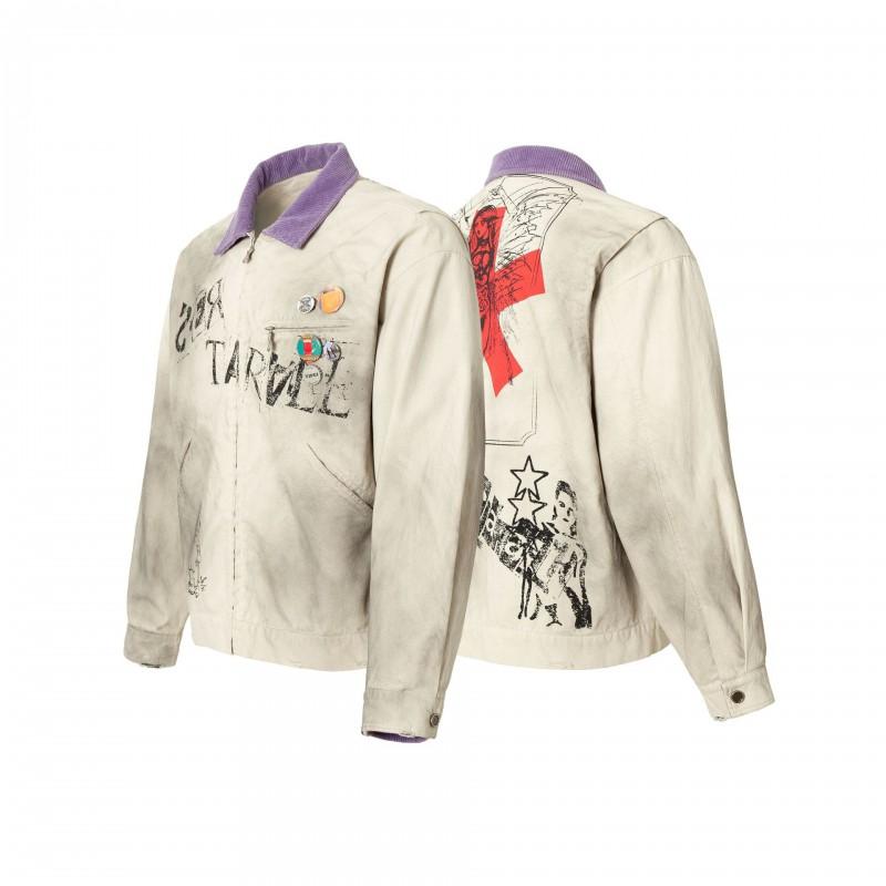 Mens Oversized Washed Distressed Cotton Motorcycle Jacket Retro Streetwear Loose Fit Outerwear