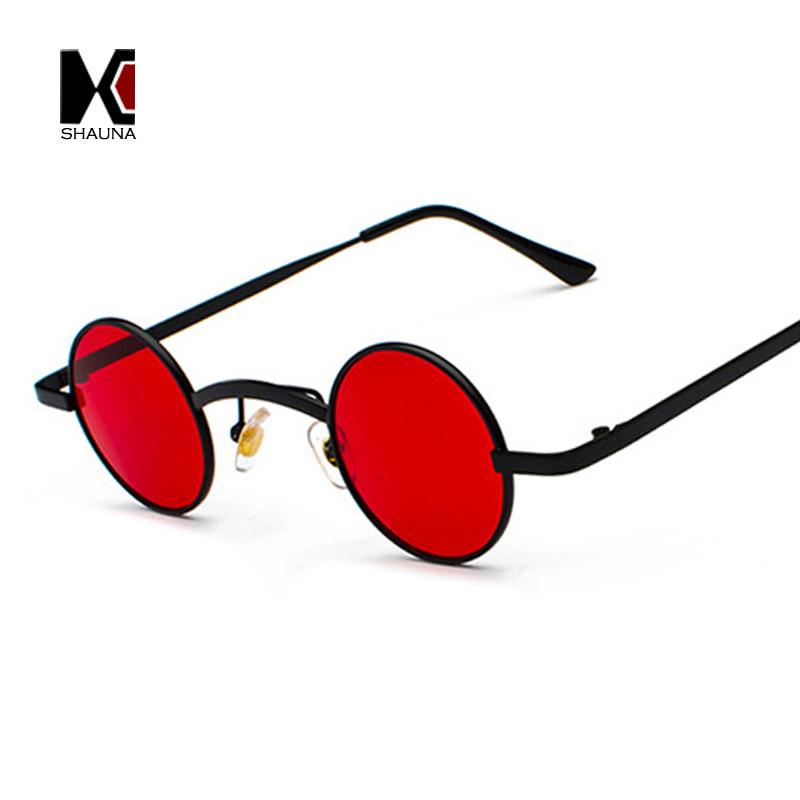 SHAUNA Wide Bridge Retro Rock Punk Sunglasses Classic Small Round Clear Red Sun Glasses UV400