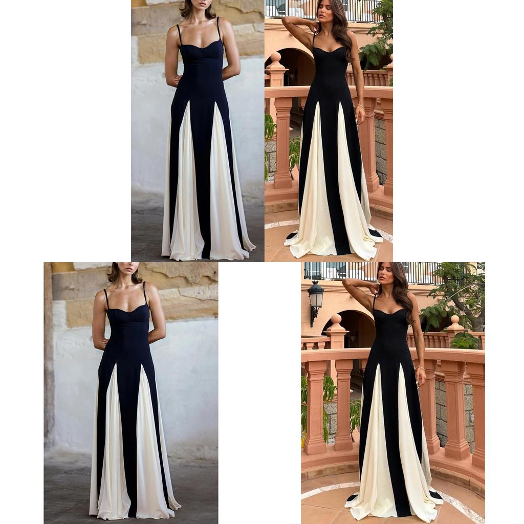 Modern Polyester Splicing Sleeveless Maxi Dress For Casual Summer Wear