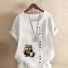Women's Fashion Owl Prined Short Sleeve T-shirt Loose Cotton Shirt Casual Loose Summer Blouse Plus Size Tops