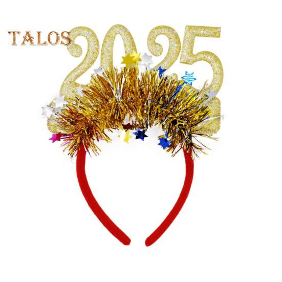 Обруч для волос с блестками для косплея 2025, декор в виде цифр, новогодняя повязка на голову, высокоэластичная дизайнерская повязка для волос, украшение для рождественской вечеринки