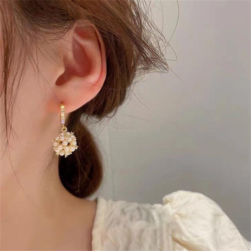 Fashion Korean Pearl Hoop Earrings for Women Girl Gift Jewelry Wholesale