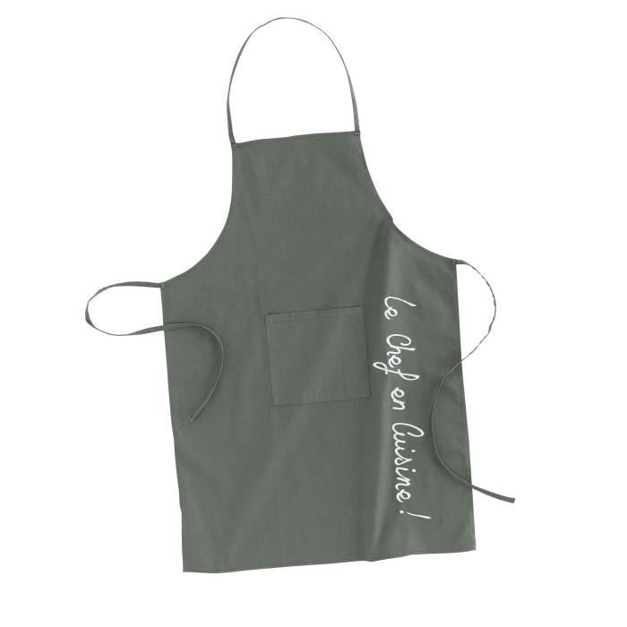 Tablier de cuisine - Atlantis - Modèle avec poche brodée - 100% coton - Lavable en machine - Vert