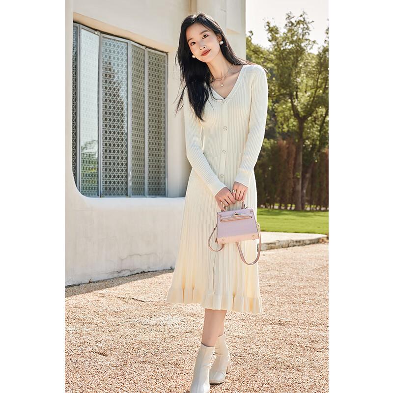 VICTORIA&VERA Женское зимнее вязаное миди-платье в рубчик с V-образным вырезом