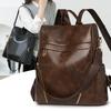 Soft Leather Backpack Women's Large Capacity Backpack Student Schoolbag