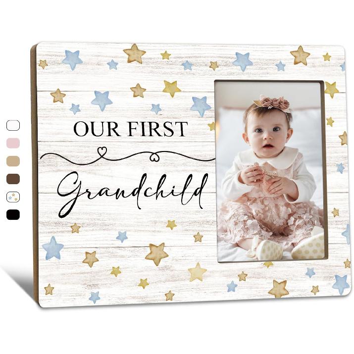 First Granddaughter Gifts Picture Frame 4x6, First Time Grandparents Gifts Photo Frame, New Baby Gift for Grandparents, New Grandparent Gift Wooden