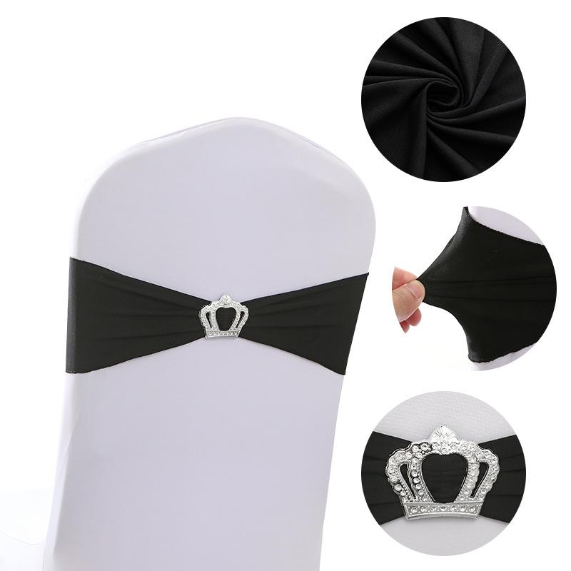 Elastic Chair Back Bow No Tie Strap with Heart Ring Wedding Banquet Decoration Stretch Butterfly Tie