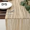 Thanksgiving Party Table Runner Gauze Bohemian Style Pleated Solid Color Stain-Proof Reusable Table Protection Decoration Prom Banquet Table Runner