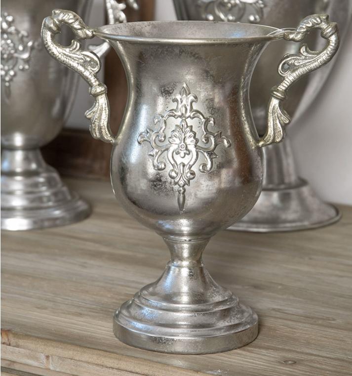 Vintage Classic Silver Iron Flower Vase Decoration Home Room Table Flowerpot Ornaments Office Store Flower Arrangement Crafts