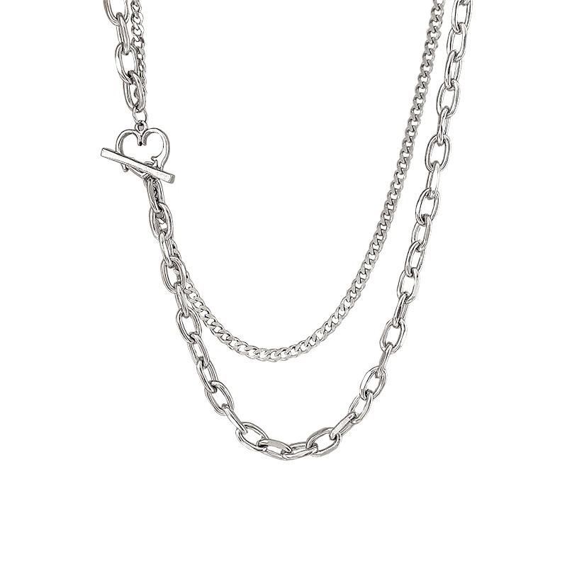 Ожерелье Love с двухслойной пряжкой OT, мужское, модное, нейтрального дизайна, высококачественная хип-хоп цепочка на ключицу, простая и универсальная