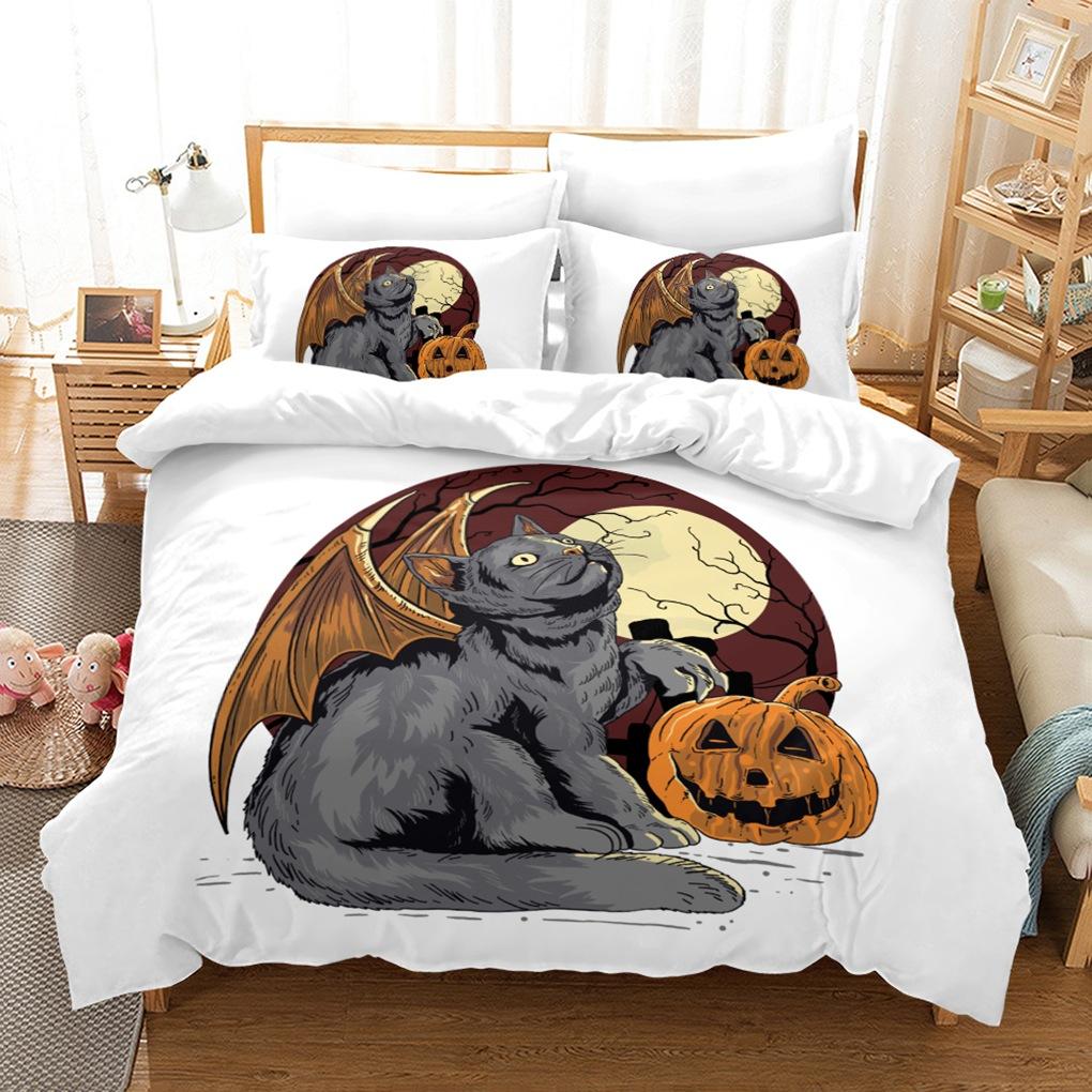 3D Halloween Bedding Set Pumpkin Ghost Quilt Cover Pillow Case 2 or 3 Pieces DE135 * 200 Halloween Atmosphere Decoration Soft Home Decoration