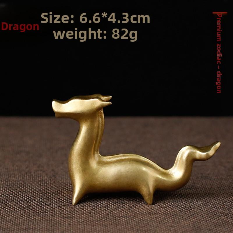 Pure copper creative cute 12 zodiac small ornaments mouse cow tiger rabbit dragon snake horse sheep monkey chicken dog pig exquisite high-end