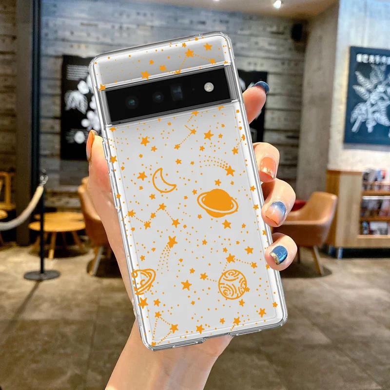 Чехол для телефона Космическая Планета Звезда Вселенная Для Google Pixel 9 Pro XL 7A 6 6A 7 8 Pro INS Корейский Мультфильм Прозрачная Задняя Крышка Fundas