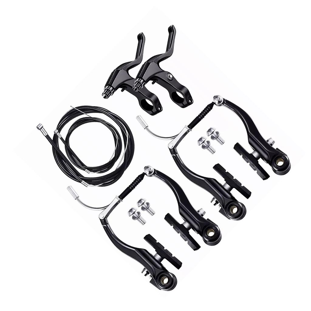 Bike Front Rear V Brake Set Aluminum Alloy Mountain Road Bike V Brake Set Riding Accessories Black