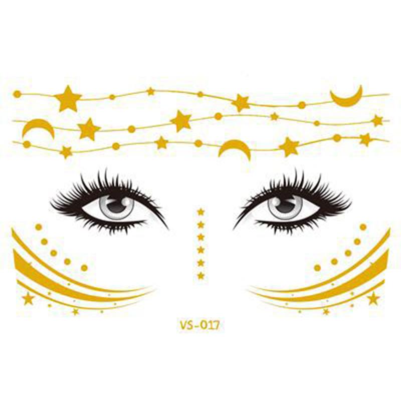 Блестящие наклейки татуировки на лице флэш-золотые временные металлические татуировки водостойкий макияж наклейки для девочек вечеринка музыкальный фестиваль
