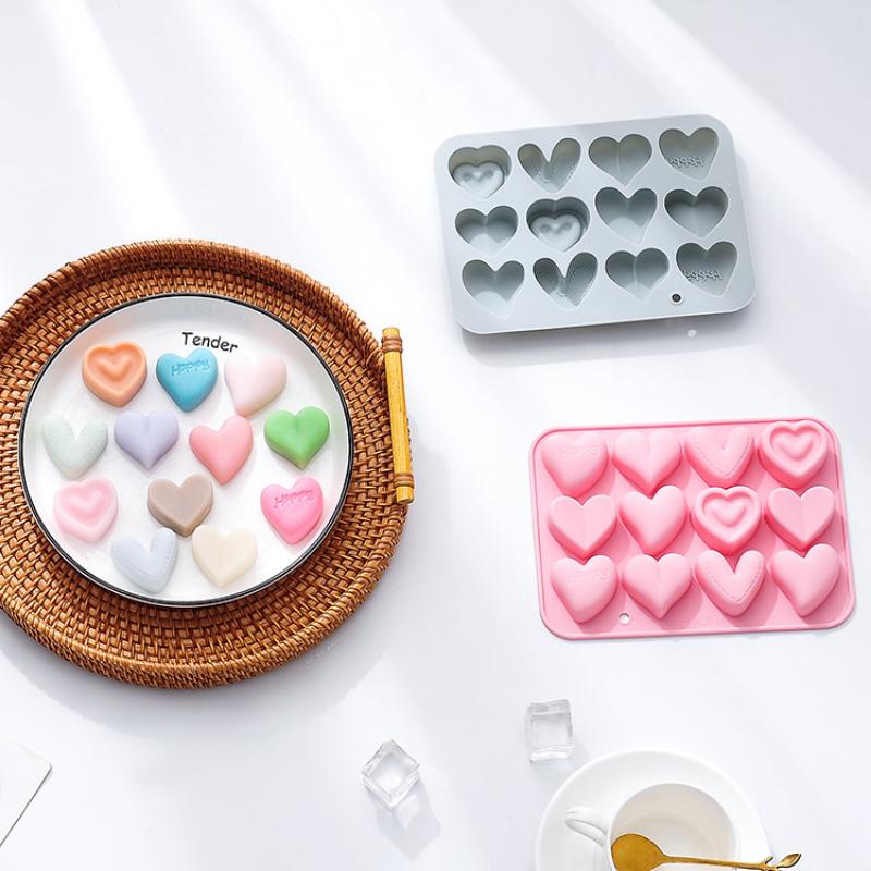 Porous Love Silicone Chocolate Baking Mold Heart Candy Jelly Ice Mould Cake Decor Soap Candle Making Tool Valentine's Day Gifts