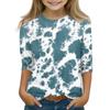 Print Tops For Youth Girls 5-16 Years Round Neck 3/4 Sleeves T-Shirts Trendy Tops Outfit Tees