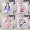 Children's Room Sofa Home Pillowcase Cute Cartoon Girl and Cat  Decoration  Animal Cushion Cover