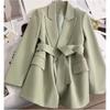Женский осенний корейский дизайн блейзер на шнуровке темпераментное повседневное пальто