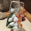 Элегантный прозрачный чехол для iPhone 11 12 13 14 15 16 17 Pro Max 14 15 Plus XS X XR 17 Air с белым тюльпаном, силиконовый мягкий чехол