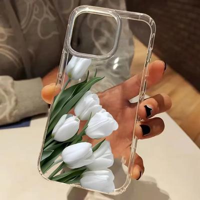 Элегантный прозрачный чехол для iPhone 11 12 13 14 15 16 17 Pro Max 14 15 Plus XS X XR 17 Air с белым тюльпаном, силиконовый мягкий чехол