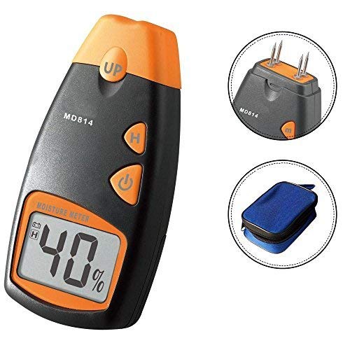 Dr.Meter® Digital Wood Moisture Meter, MD814, for measuring wood moisture (easy to use), 4-pin type, with carrying case