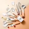 12-Piece Silicone Kitchenware Set with Milky White Wooden Handles