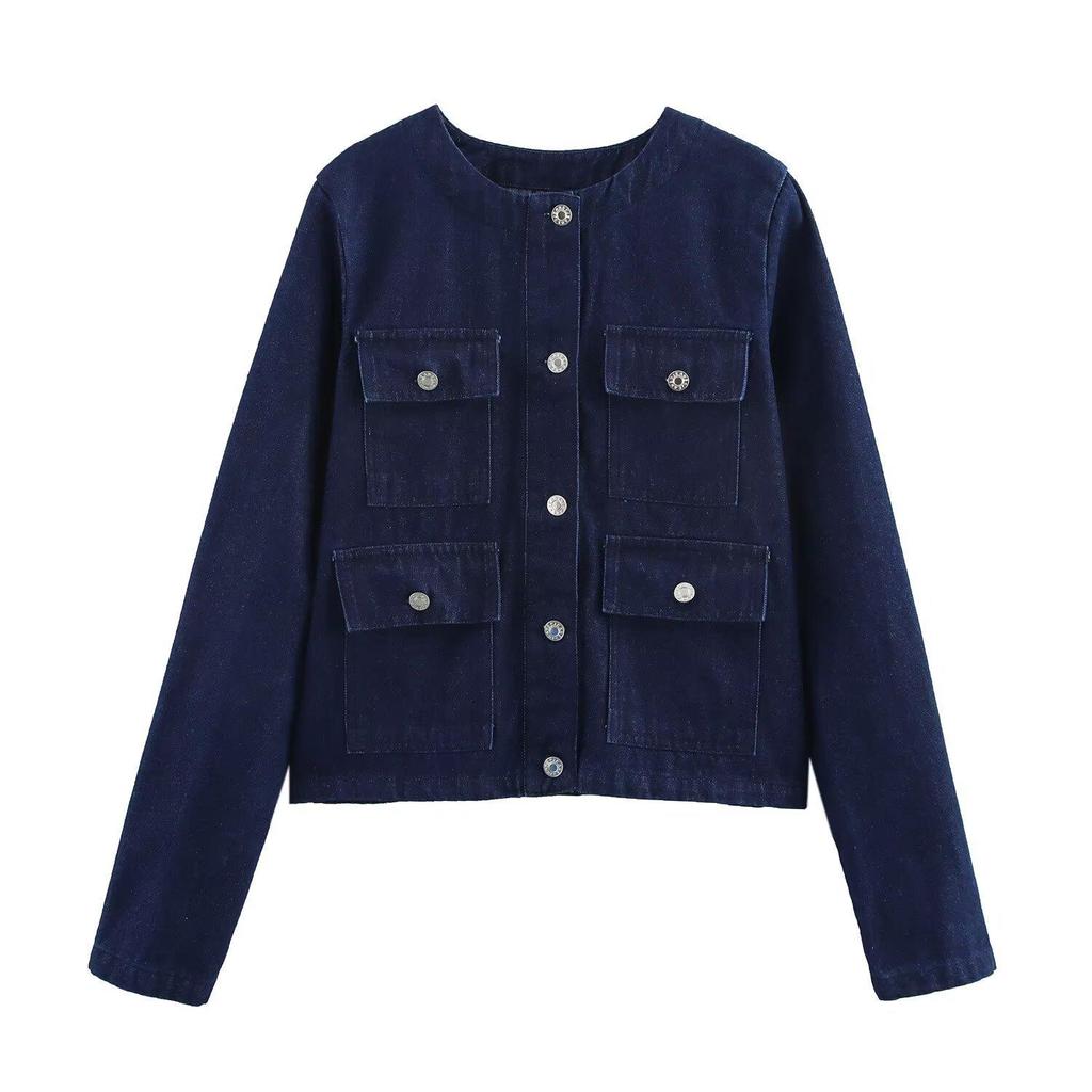 Весна 2025 Женский комплект в европейском и американском стиле: куртка с карманами и шорты