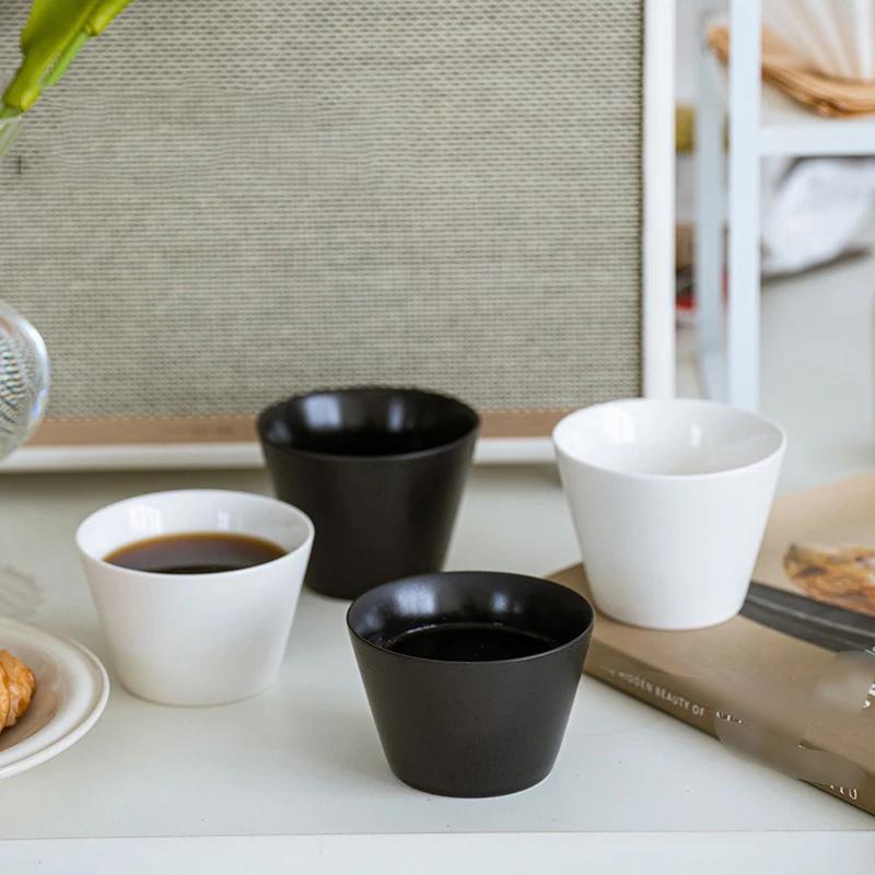 Керамическая кружка для кофе, круглая, черно-белая, однотонная, высококачественная, чашка для завтрака, керамический кувшин для вспенивания молока, пригодный для использования в микроволновой печи