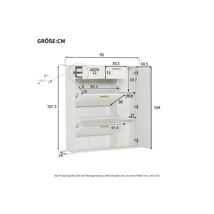 Meuble à chaussures - MUVOE - Moderne - Blanc - 2 tiroirs - 10 paires de chaussures