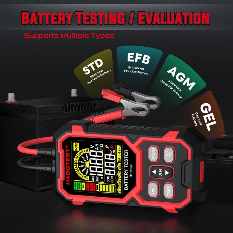 HT3500E 12V 24V Battery Tester Color Screen Car Lithium Battery Test Lead Acid Battery Analyzer Internal Resistance Tester