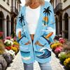 Womens Oversized Knit Cardigan With 3D Print Pocket Detail Loose Fit Long Sleeve Open Front Sweater