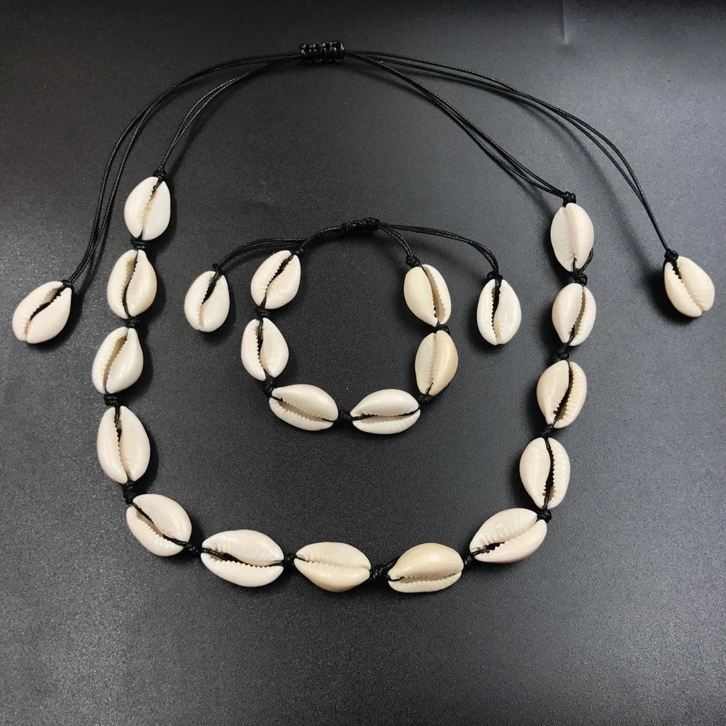 1 шт. Натуральный простой повседневный женский подарок Модный универсальный регулируемый браслет-ракушка из морской веревки, набор ожерелий, ювелирное ожерелье