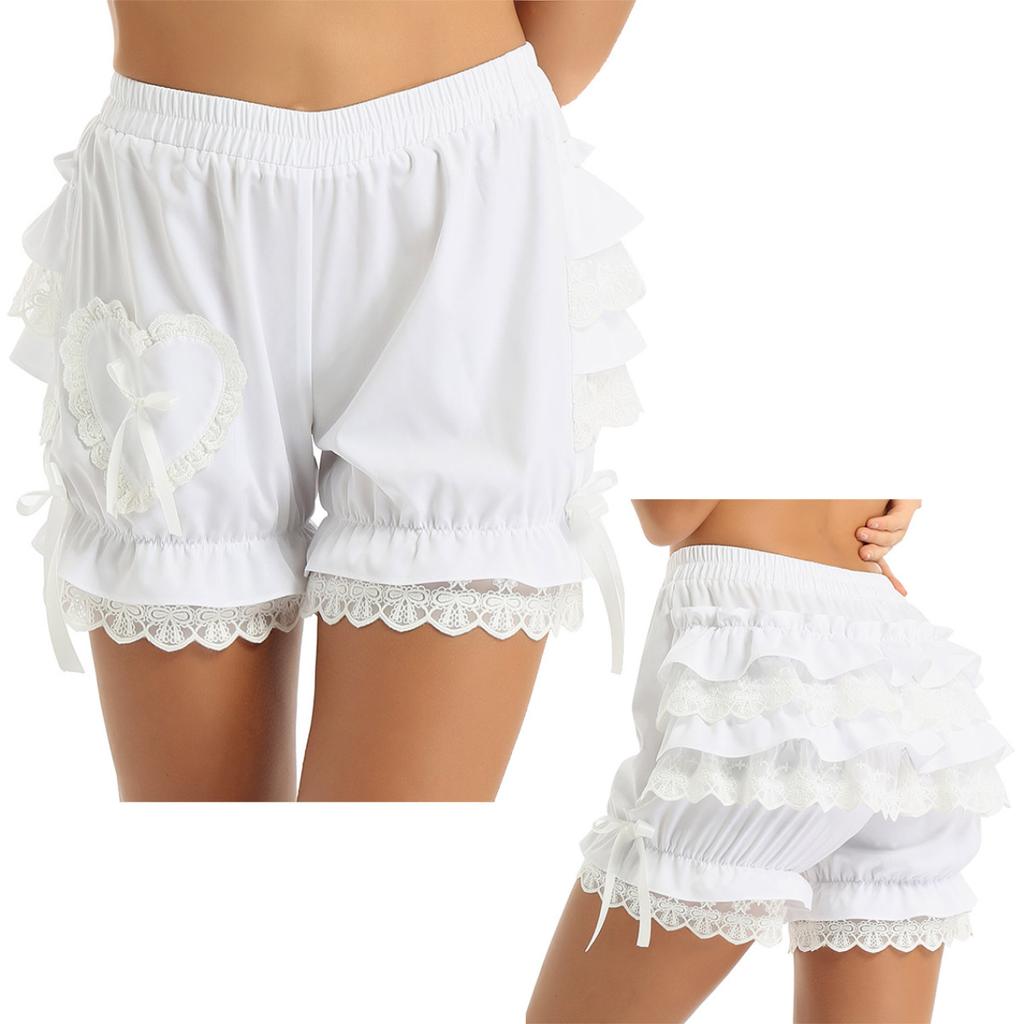 Women Ruffle Lace Trim Bloomers Shorts Pettipants Boyshorts Underwear Short Pant