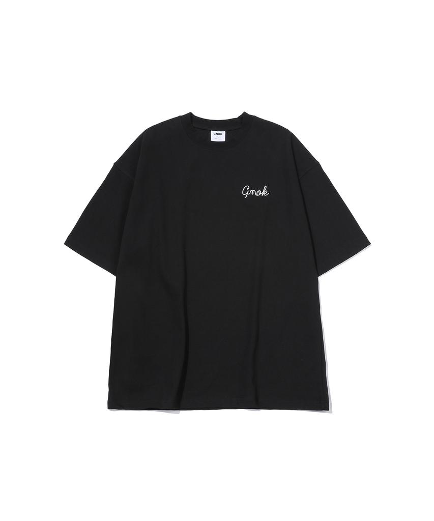 GNOK Chain Embroidery Short Sleeve T-Shirt_Black