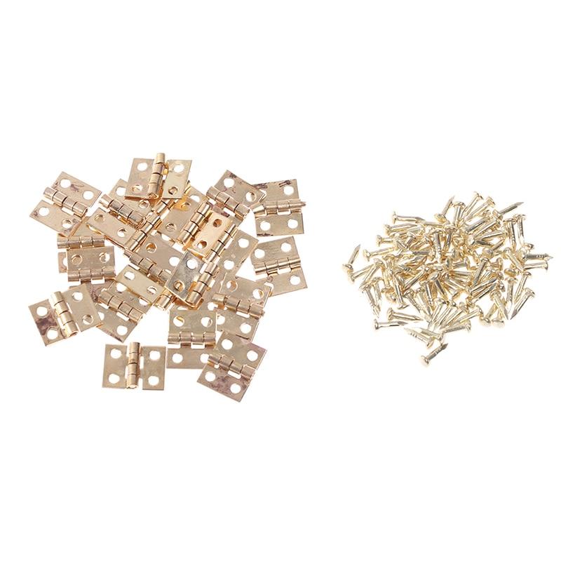 50 шт. крошечные золотые мини-металлические петли для дома 1/12, миниатюрная фурнитура для корпусной мебели для шкафов 10 х 8 мм, домашняя фурнитура