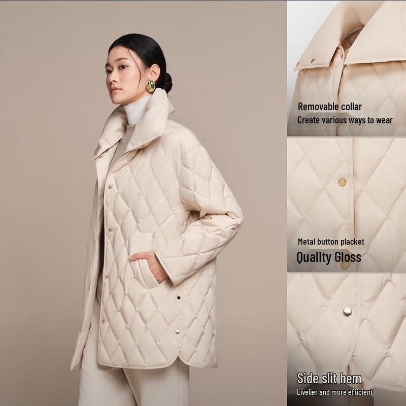 BOSIDENG B250134156 Detachable Collar Diamond Quilted Down Jacket