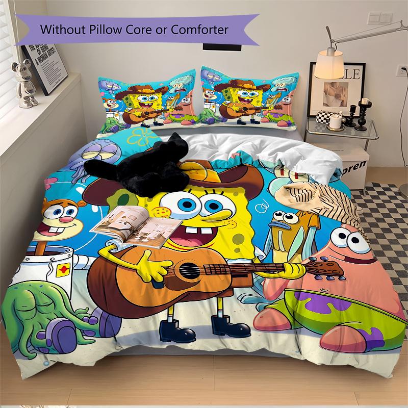 3Pcs Spongebob'S Musical Adventure Bedding Sets For All Sizes New 3D Printed Bed Cover Comforter Duvet Cover Pillowcase Bedroom Decoration