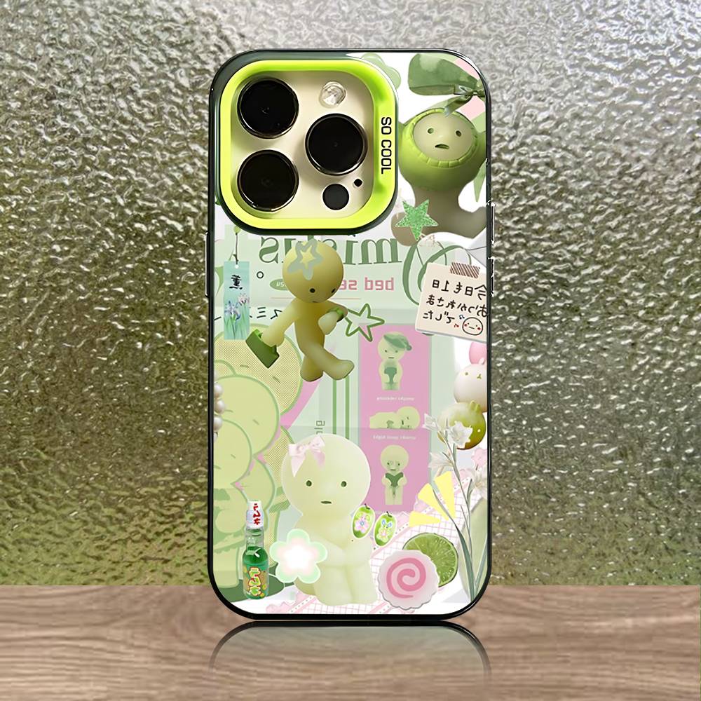 Чехол для телефона для iPhone 16,15,14,13,12,11,Pro,XS,Max,Plus,Mini,SE Зеленый S-Smiski Конфетный Матовый Ударопрочный Чехол