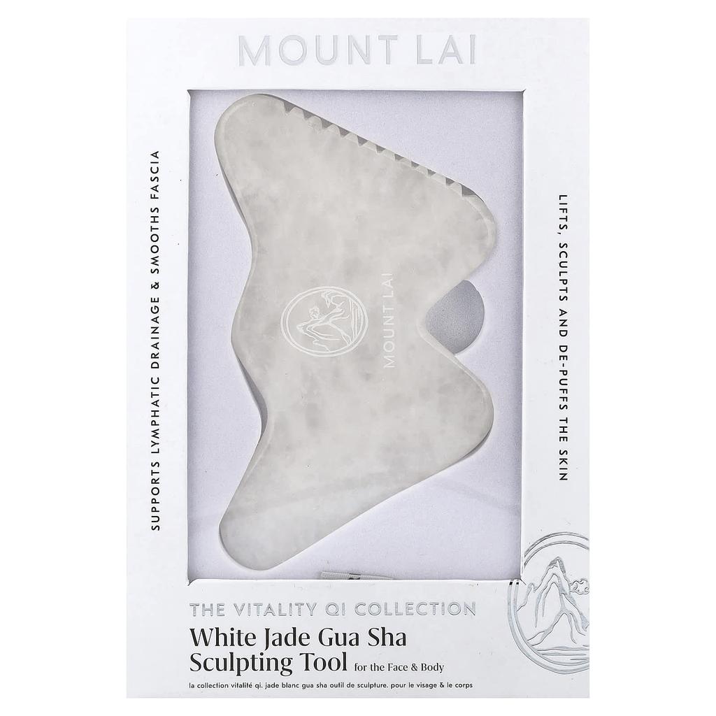 Mount Lai Vitality QI Collection, White Jade Gua Sha Carving Tool, 1 Piece